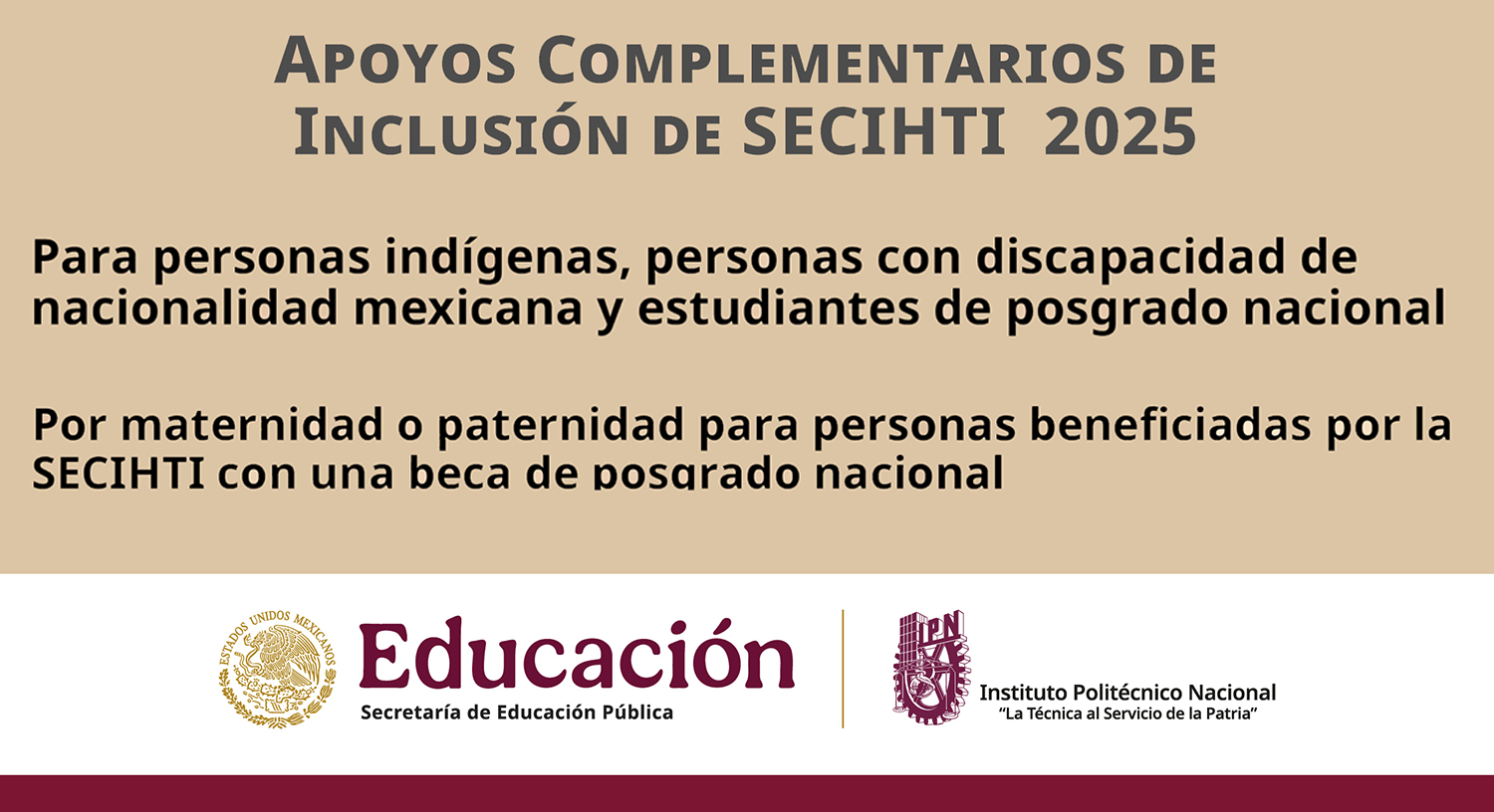 Apoyos Complementarios de Inclusión de SECIHTI 2025