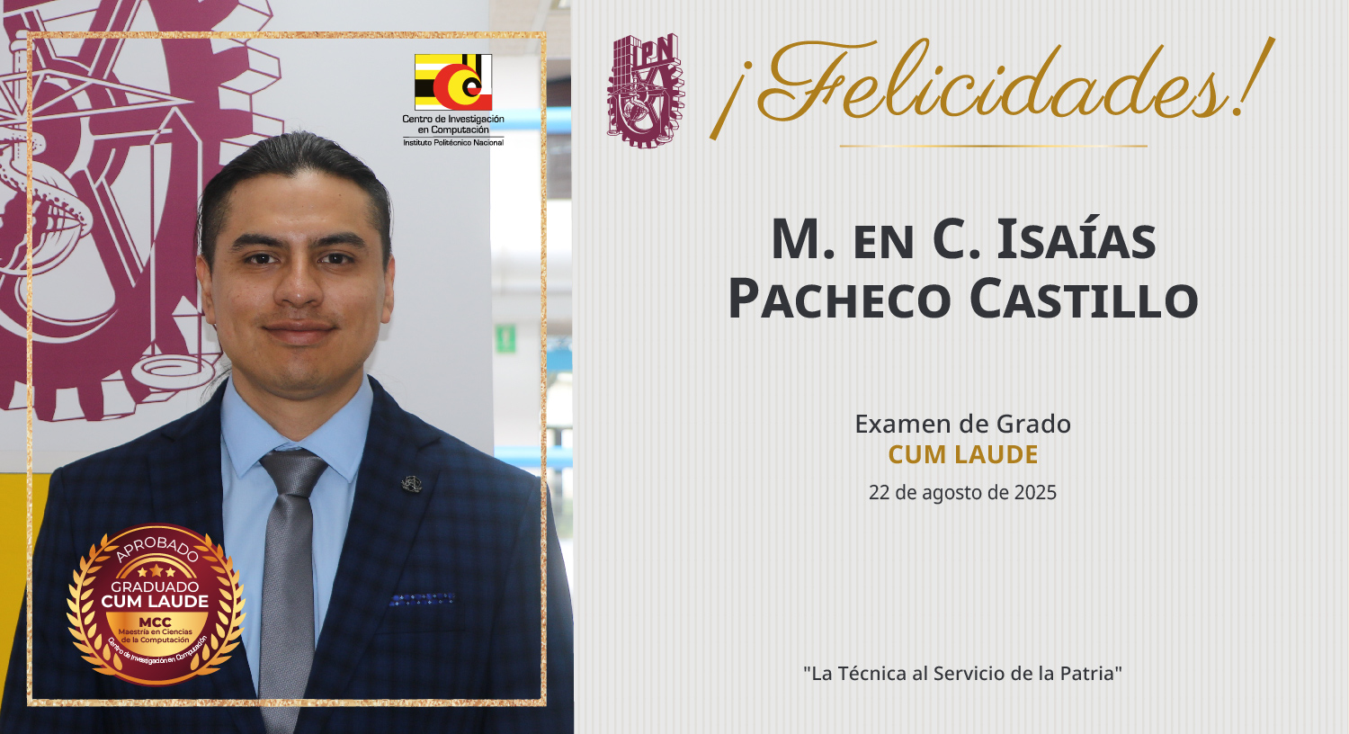 Felicitación Examen de grado-MCC-Isaías Pacheco Castillo