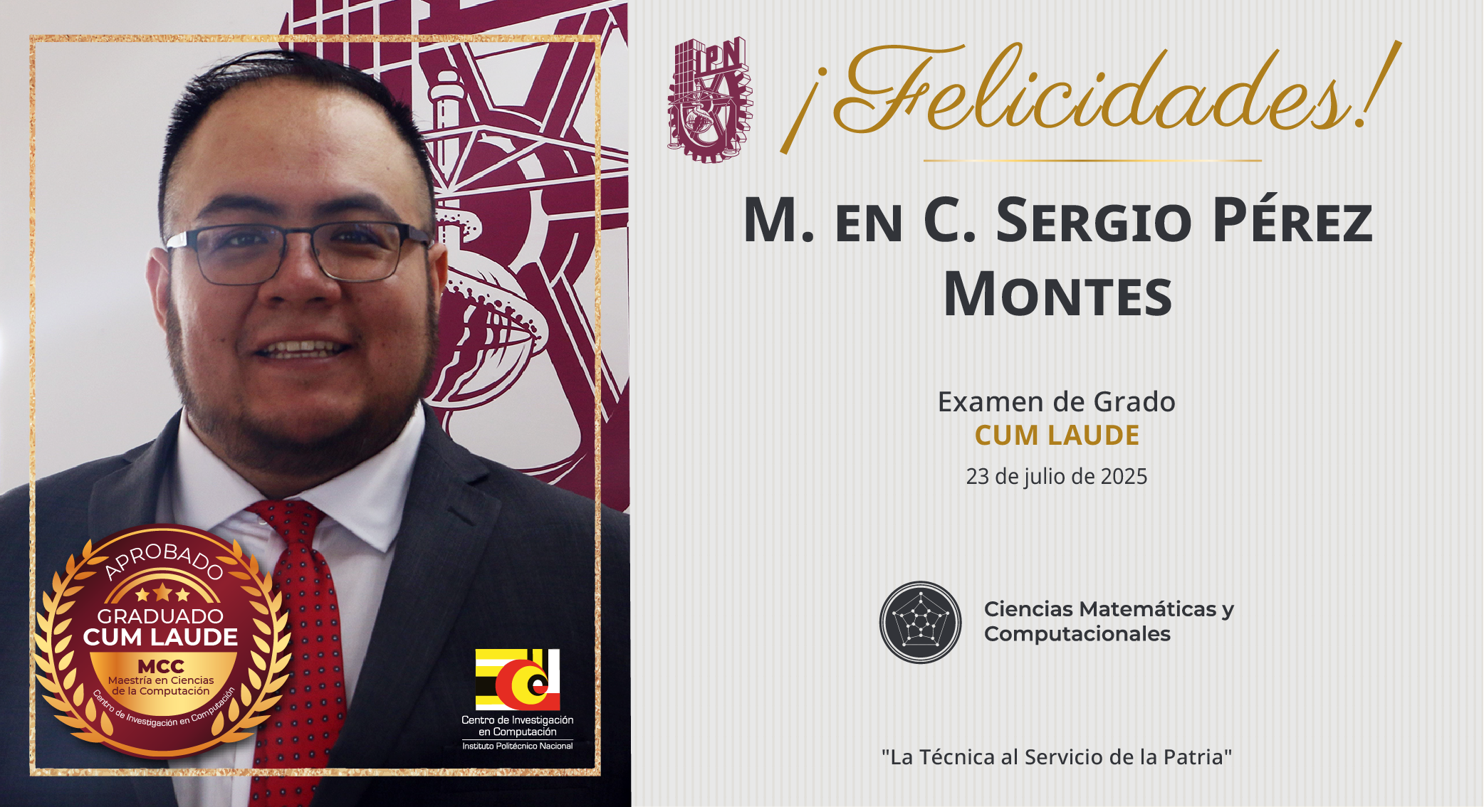 Felicitación Examen de grado-MCC-Sergio Pérez Montes 